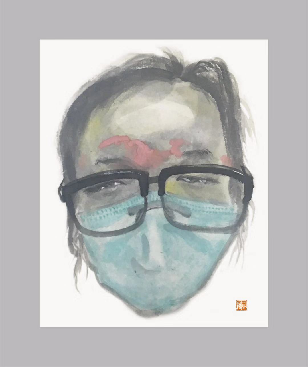 (图7) 杨建辉，《最美印记之一》，8 ×6CM,纸本水墨，2020年.JPG