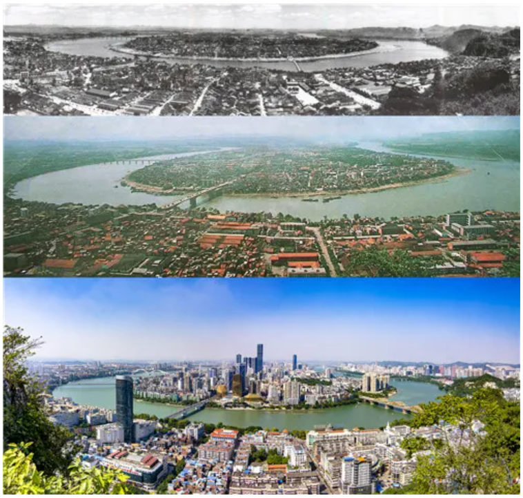 1958年、1984年、2018年柳州市全景图.png
