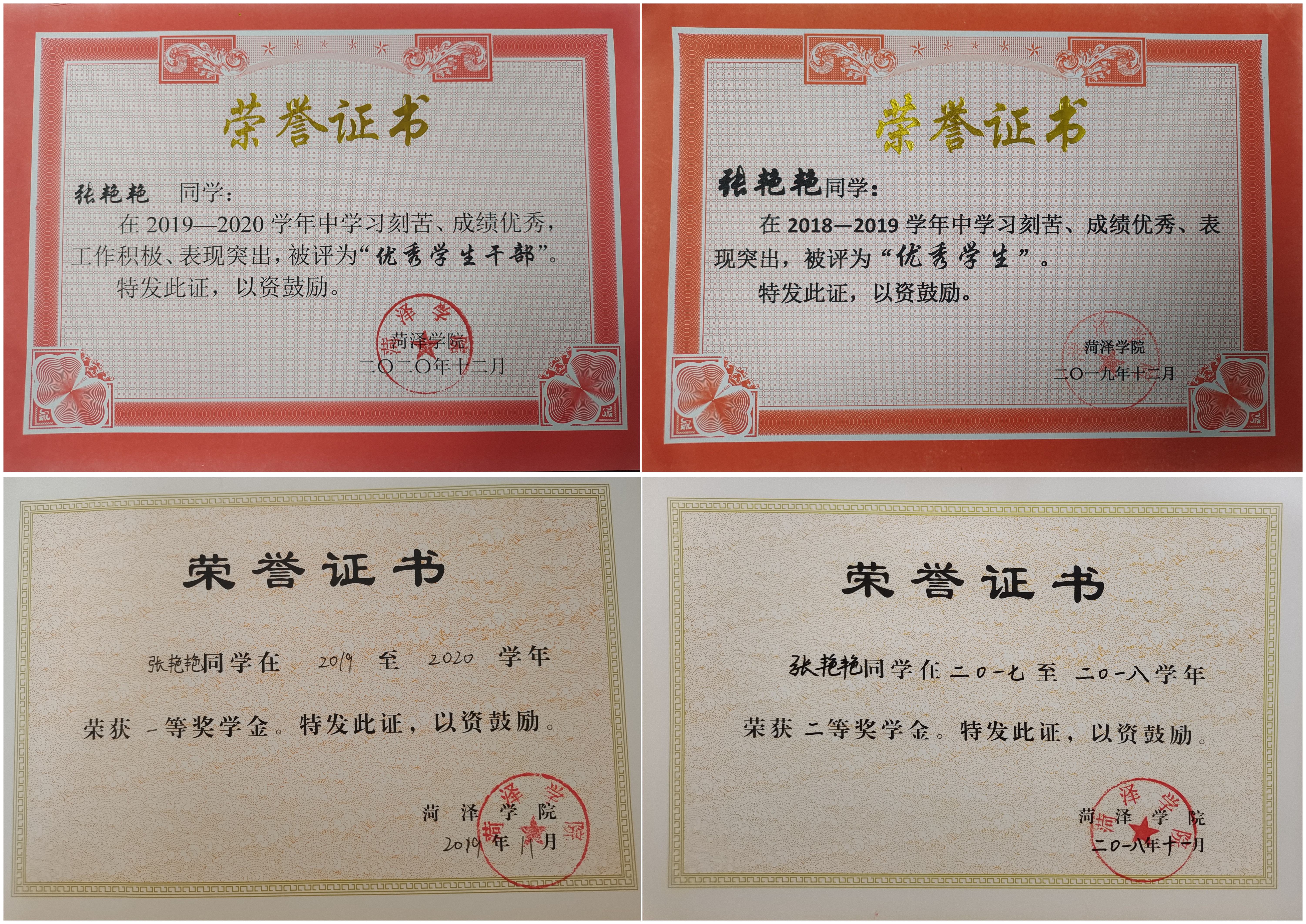 王蕾 菏泽学院优秀学生_副本.jpg