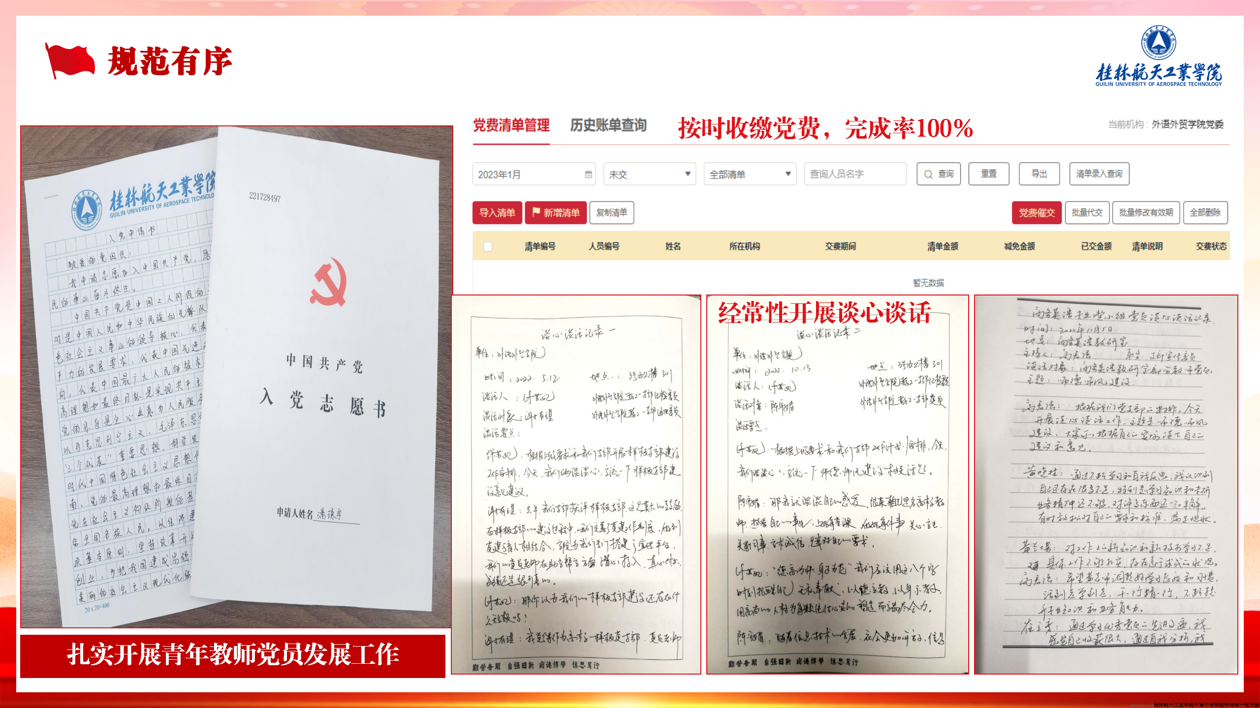 问题二、支部各项工作规范有序。